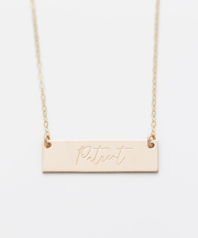 Patriot Bar Necklace (Script)